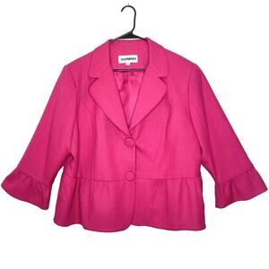 Vintage Womens Cropped Blazer Size 22 Pink Peplum Mod Retro 80s Rockabilly